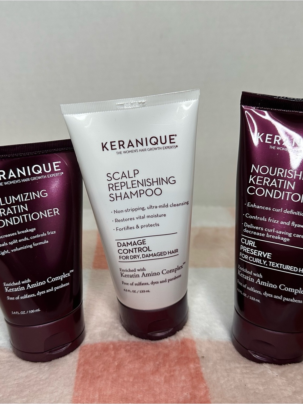 Keranique Scalp Replenishing 1 Shampoo and 2 Conditioners- White